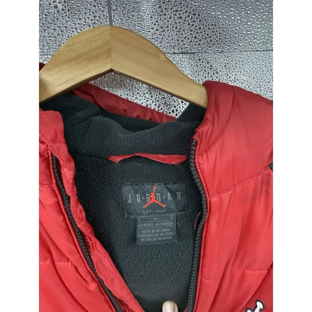 Nike Kids' Jordan Boys' Flight Puffer Jacket In Red/black Winter Coat Size Large